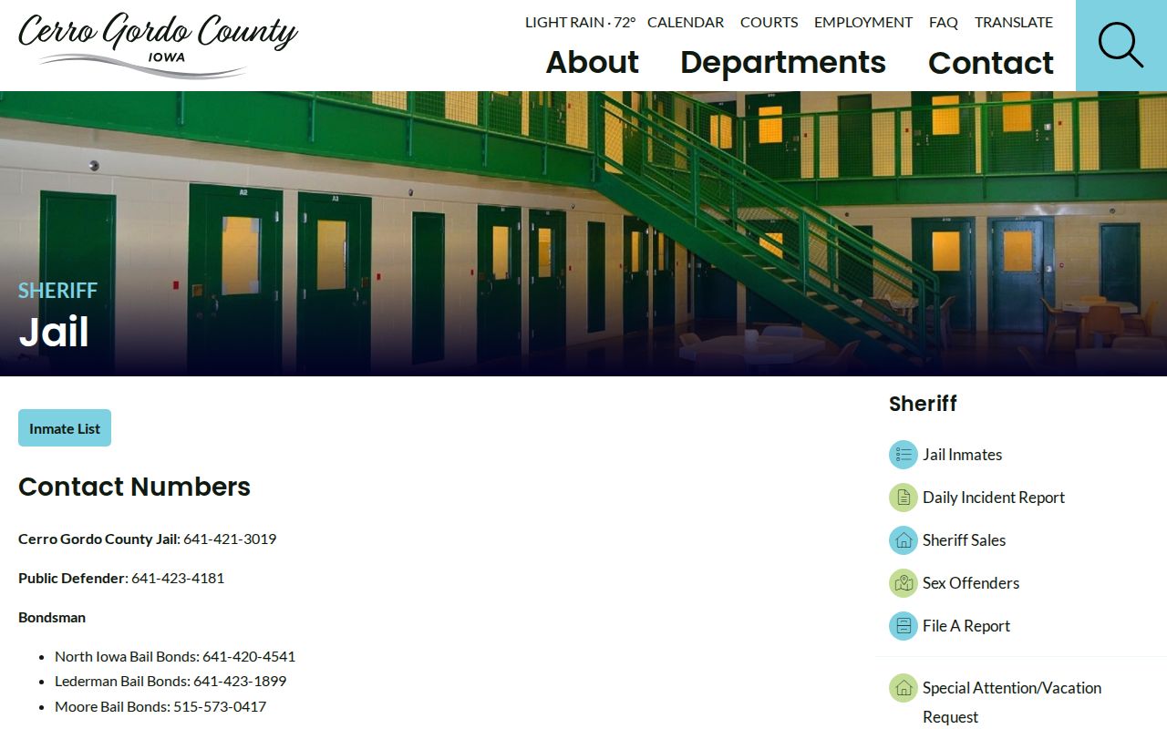 Cerro Gordo County jail roster and arrest contacts