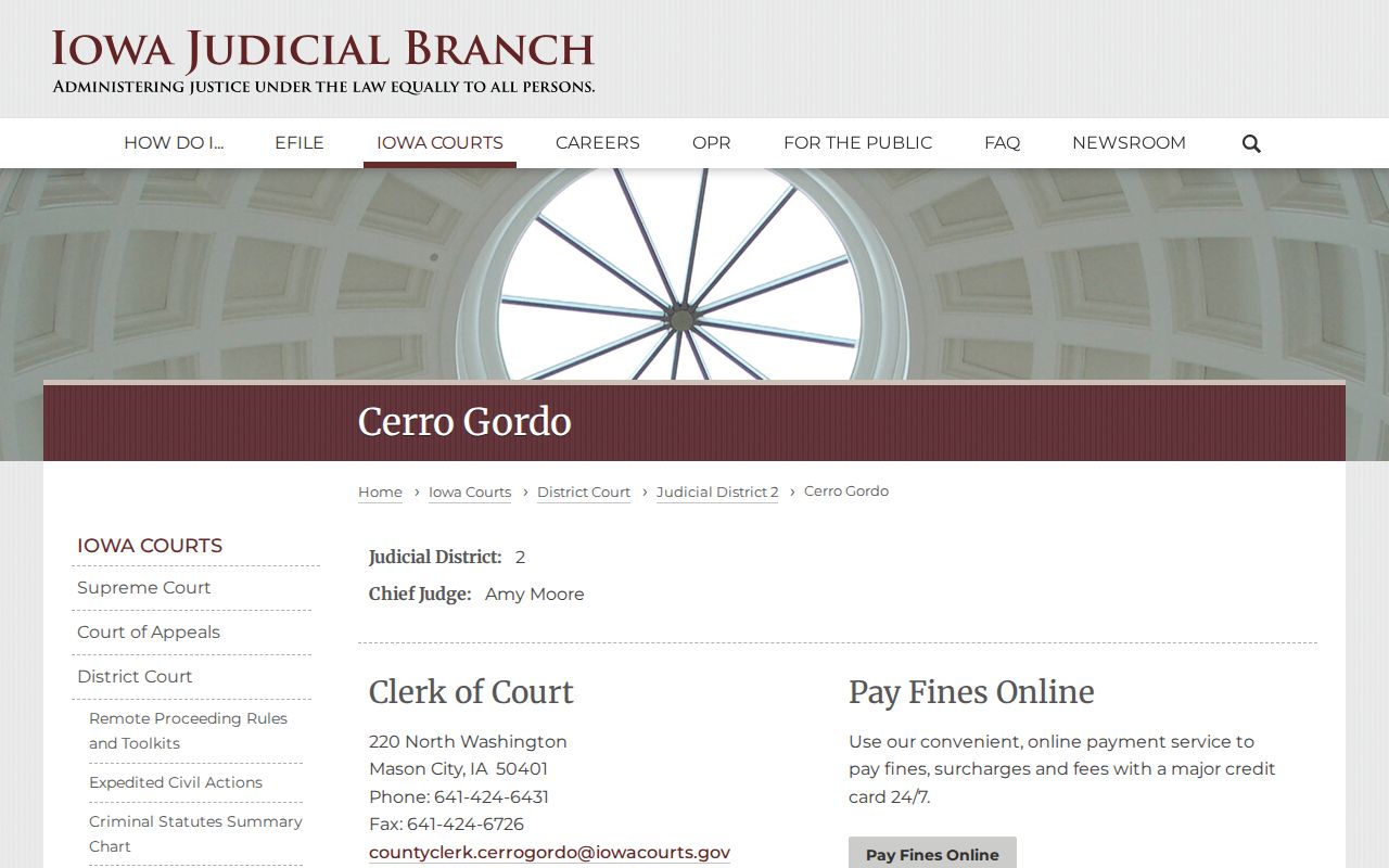 Cerro Gordo court arrest case records